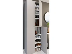 VCM Móvel De Arrumação|Sapateira*XL Madeira Grande Sapato Gabinete Prateleira Botas Grandes BoardFurniture Lona 10 Compartments Turning Doors (Cinza) Multicor