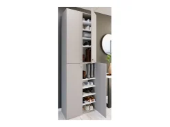 VCM Móvel De Arrumação|Sapateira*XL Madeira Grande Sapato Gabinete Prateleira Botas Grandes BoardFurniture Lona 10 Compartments Turning Doors (Cinza) Multicor