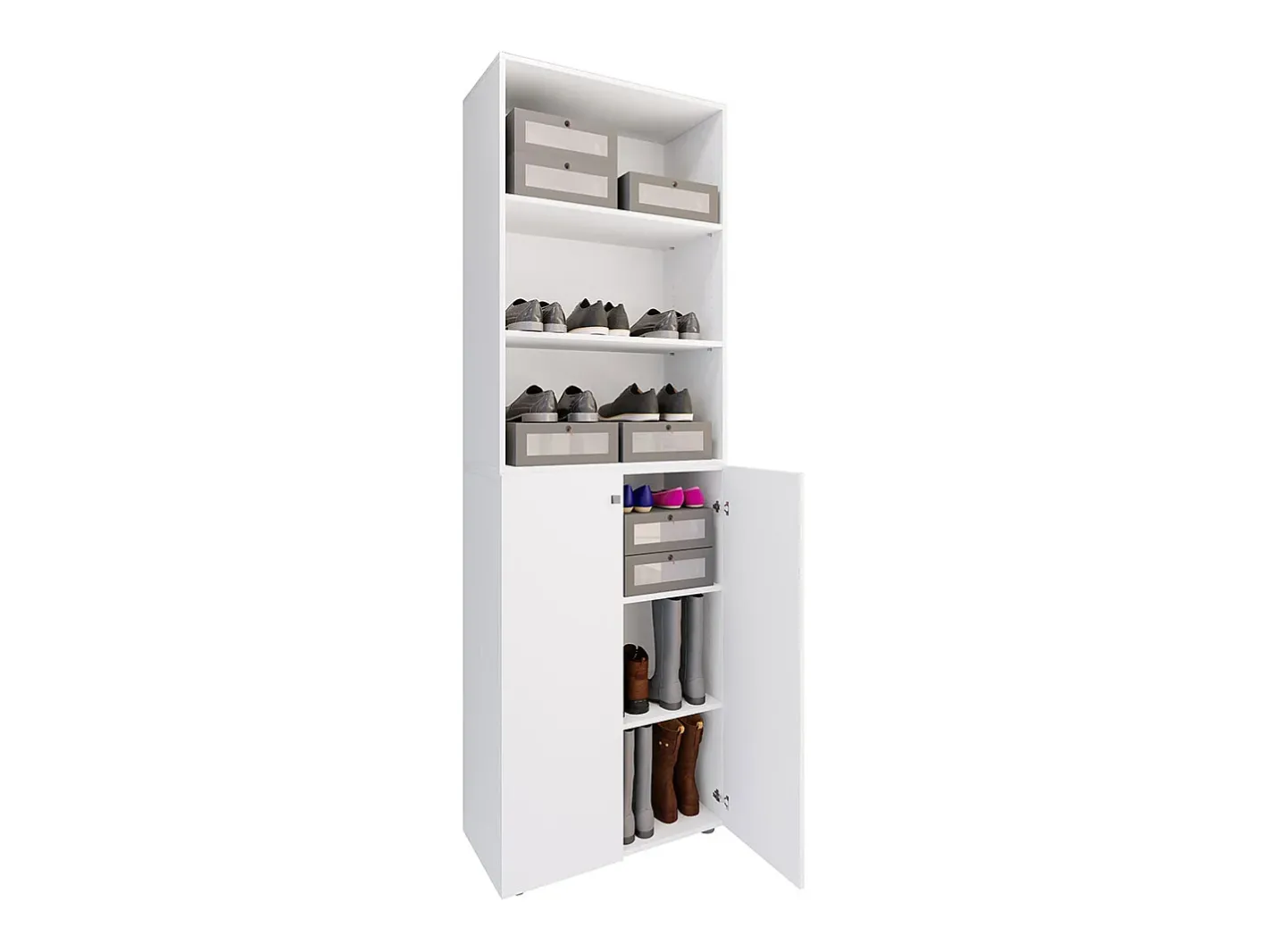 VCM Móvel De Arrumação|Sapateira*XL Madeira Grande Sapato Gabinete Prateleira Grandes Botas Piso Mobília Lona 6 Compartimentos (Branco) Multicor
