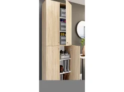XL Madeira Grande Sapato Armário Prateleira Grandes Botas Mobiliário de Piso Lona 6 Compartimentos Turning Doors (Sonoma Oak)^VCM Clearance