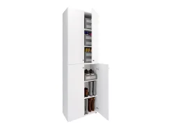 VCM Móvel De Arrumação|Sapateira*XL Madeira Grande Sapato Armário Sapato Rack Botas Grandes Mobiliário de Piso Lona 6 Compartimentos Turning Doors (Branco) Multicor