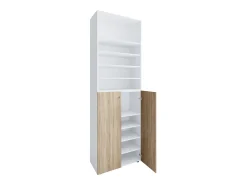 XL Madeira Grande Sapato Gabinete Prateleira Grandes Botas Móveis de Piso Lona 10 Compartimentos (Branco / Sonoma Carvalho)*VCM Online