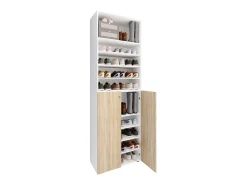 XL Madeira Grande Sapato Gabinete Prateleira Grandes Botas Móveis de Piso Lona 10 Compartimentos (Branco / Sonoma Carvalho)*VCM Online