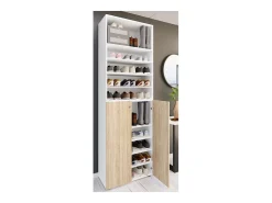 XL Madeira Grande Sapato Gabinete Prateleira Grandes Botas Móveis de Piso Lona 10 Compartimentos (Branco / Sonoma Carvalho)*VCM Online