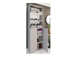 XL Madeira Grande Sapato Gabinete Prateleira Grandes Botas Móveis de Piso Lona 6 Compartimentos (Cinza)*VCM Outlet
