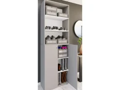 XL Madeira Grande Sapato Gabinete Prateleira Grandes Botas Móveis de Piso Lona 6 Compartimentos (Cinza)*VCM Outlet