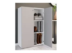 VCM Móvel De Arrumação|Sapateira*XL Madeira Grande Sapato Gabinete Prateleira Grandes Botas Móveis de Piso Lona 3 Compartimentos (Branco / Cinza) Multicor