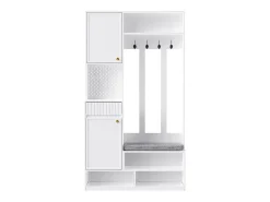 Vestuário de entrada moderno - com 4 ganchos, 2 portas e 1 gaveta - com banco e prateleiras abertas -^ModernLuxe Sale