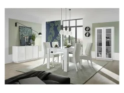 Clearance Vitrina 2 portas, coleção CREAM, cor branca laqueada brilhante. Vitrina