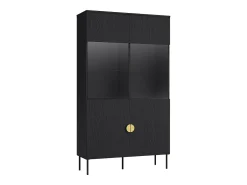 Vitrina 2 portas e 4 nichos com LEDs e dourado - NATANIEL*Vente-unique Clearance