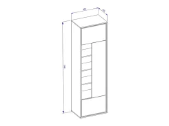 Vitrina alta design, 1 porta, 1 gaveta e 4 nichos aparentes coleção SILVA. Cores carvalho e cinza.*Meublorama Outlet
