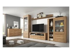 Vitrina alta design 1 porta, coleção SANTIAGO. Cor carvalho.*Meublorama Outlet