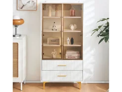 Clearance Vitrina com 2 portas de vidro - LEDs - 70 x 35 x 150cm - Aglomerado - Vitrina