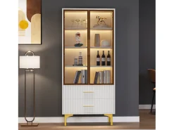 Clearance Vitrina com 2 portas de vidro - LEDs - 70 x 35 x 150cm - Aglomerado - Vitrina