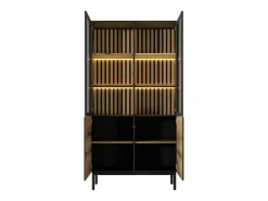 Vente-unique Vitrina*Vitrina com 4 portas e com LEDs cor natural e preto - LABENIA Preto / Natural claro