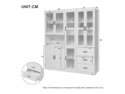 Vitrina combinada moderna com 8 portas e 3 gavetas - LEDs - Madeira MDF - lacado - 180 x 40 x 200 cm*Merax Hot