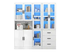 Vitrina combinada moderna com 8 portas e 3 gavetas - LEDs - Madeira MDF - lacado - 180 x 40 x 200 cm*Merax Hot