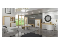 New Vitrina de 1 porta com abertura à esquerda, incluindo LED Teo White e Wood Vitrina