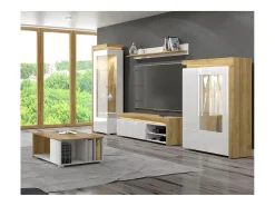 New Vitrina de 1 porta com abertura à esquerda, incluindo LED Teo White e Wood Vitrina