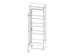 New Vitrina de 1 porta com abertura à esquerda, incluindo LED Teo White e Wood Vitrina