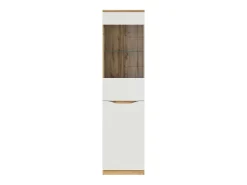 New Vitrina de 1 porta June Branco e Madeira Vitrina