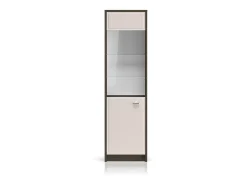 Vitrina de 1 porta Kaius em caxemira e madeira escura^Petits-Meubles New