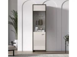 Vitrina de 1 porta Kaius em caxemira e madeira escura^Petits-Meubles New