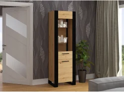 Vitrina de 1 porta Nouka em madeira e preto*Furnlux Best