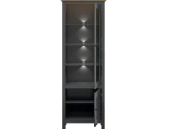Discount Vitrina de 2 portas com LED Duck antracite e madeira Vitrina