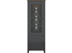 Discount Vitrina de 2 portas com LED Duck antracite e madeira Vitrina