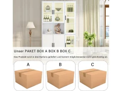 Vitrina de aparador alto 6 portas e 1 compartimento - LEDs - Madeira MDF - - 120 x 40 x 200 cm*Merax New