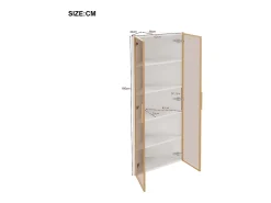 Clearance Vitrina de canto 62x35x160 cm - con iluminação LED - 2 portas de vidro temperado - Design de canto - MDF + vidro - Vitrina
