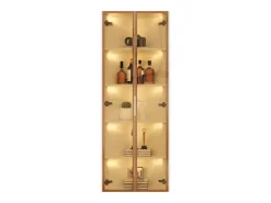 Clearance Vitrina de canto 62x35x160 cm - con iluminação LED - 2 portas de vidro temperado - Design de canto - MDF + vidro - Vitrina