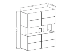 Vitrina de duas portas coleção OHIO. Cor cinza antracite e carvalho.^Meublorama Discount