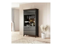 Vitrina design 2 portas coleção PALACE. Cores cinza e carvalho escuro.*Meublorama Sale