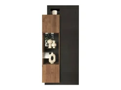Vitrina design 2 portas coleção DOMI. Cor cinza antracite carvalho escuro^Meublorama Online