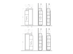 Vitrina design 2 portas coleção DOMI. Cor cinza antracite carvalho escuro^Meublorama Online
