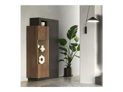 Vitrina design 2 portas coleção DOMI. Cor cinza antracite carvalho escuro^Meublorama Online