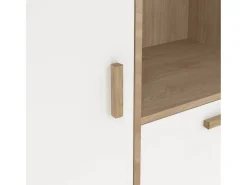 Vitrina Dvarrell, Aparador expositor, Vitrina multiusos, Aparador sala, 89x40 h188 cm, Carvalho e Branco Vitrina