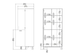 Vitrina Dvarrell, Aparador expositor, Vitrina multiusos, Aparador sala, 89x40 h188 cm, Carvalho e Branco Vitrina
