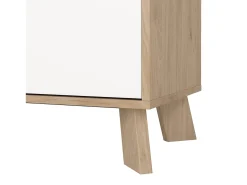 Vitrina Dvarrell, Aparador expositor, Vitrina multiusos, Aparador sala, 89x40 h188 cm, Carvalho e Branco Vitrina