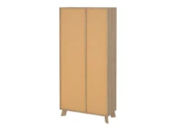 Vitrina Dvarrell, Aparador expositor, Vitrina multiusos, Aparador sala, 89x40 h188 cm, Carvalho e Branco Vitrina