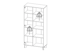 Vitrina Dvarrell, Aparador expositor, Vitrina multiusos, Aparador sala, 89x40 h188 cm, Carvalho e Branco Vitrina