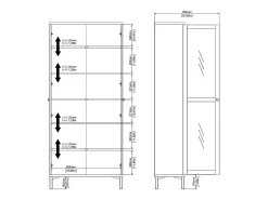 Vitrina Dvastol, Aparador expositor, Vitrina multiusos, Aparador para sala, 89x36 h203 cm,*Dmora Outlet
