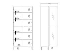Vitrina Dvecchi, Aparador expositor, Vitrina multiusos, Aparador sala, 89x36 h203 cm, e Carvalho*Dmora New