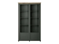 Clearance Vitrina larga de 2 portas com LED integrado coleção ASSIA. Cor e carvalho. Vitrina