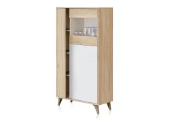duehome Prateleira*Vitrina Lira Blanco Artik (Blanco Mate) - Roble Canadian Natural claro