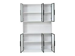 Vitrina moderna 120x34x200 cm - Iluminação LED - 6 portas de vidro - Espaço de armazenamento aberto - MDF -^ModernLuxe Discount