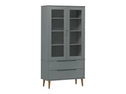 Vitrina MOLDE 90x35x175 cm pinho maciço cinza PT567837* Discount
