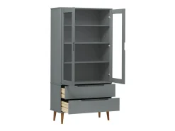 vidaxl Vitrina*Vitrina MOLDE 90x35x175 cm pinho maciço cinza Cinzento